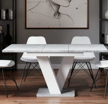 Extendable Dining Table with V-Shaped Base