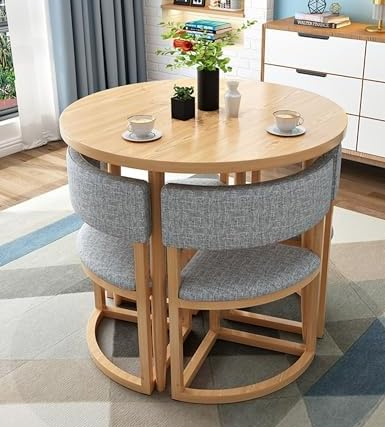 Round Chairs Coffee Table Set for 4 – Space-Saving Round Dining Table