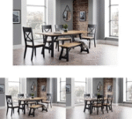 Julian Bowen Hockley Black and Oak Rectangular DiningTable Set
