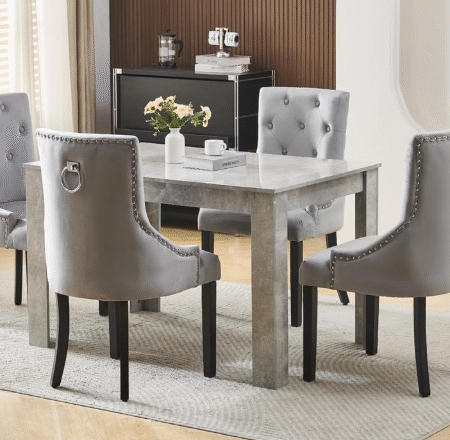 Glossing Dining Table and 4 Chairs Set – 4 Seater Kitchen Table and Chairs