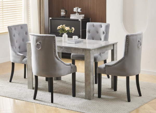 Glossing Dining Table and 4 Chairs Set – 4 Seater Kitchen Table and Chairs